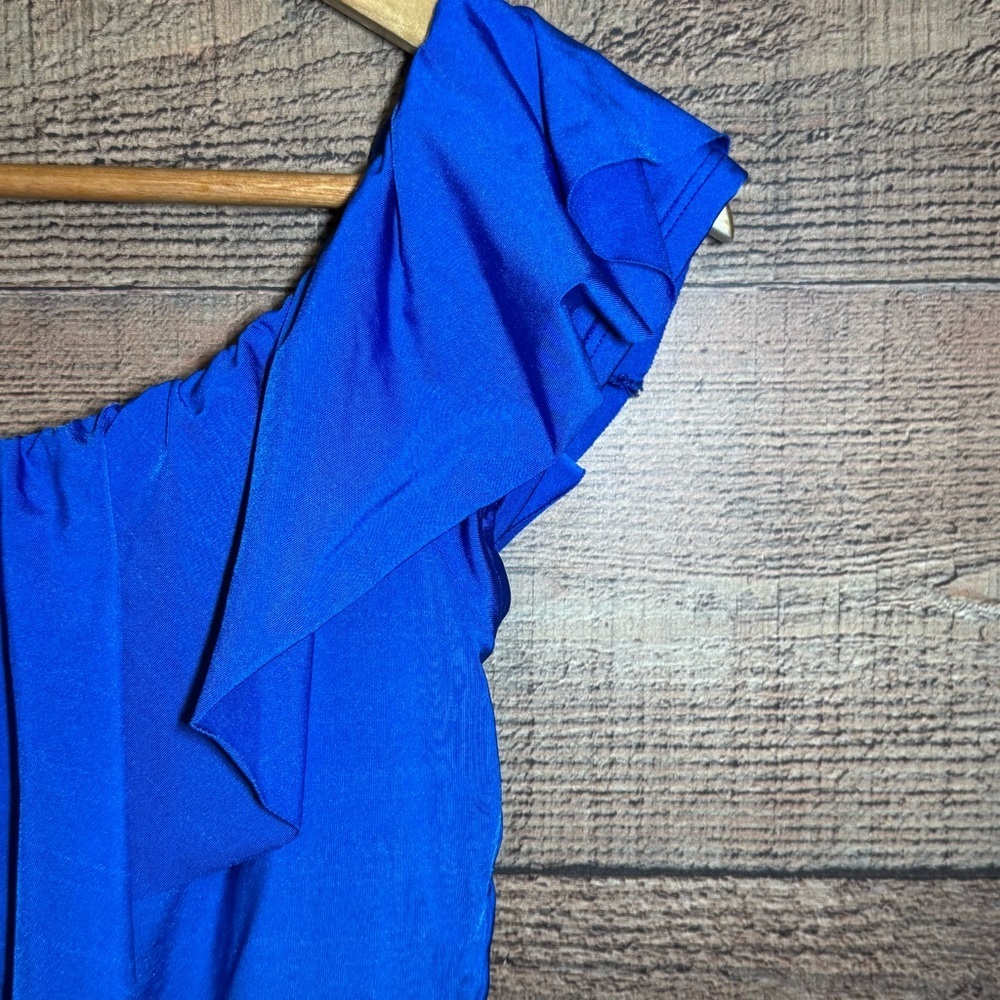 Trina Turk Monaco Ruffle Top Swimsuit size 14 Royal Blue - Picture 4 of 9